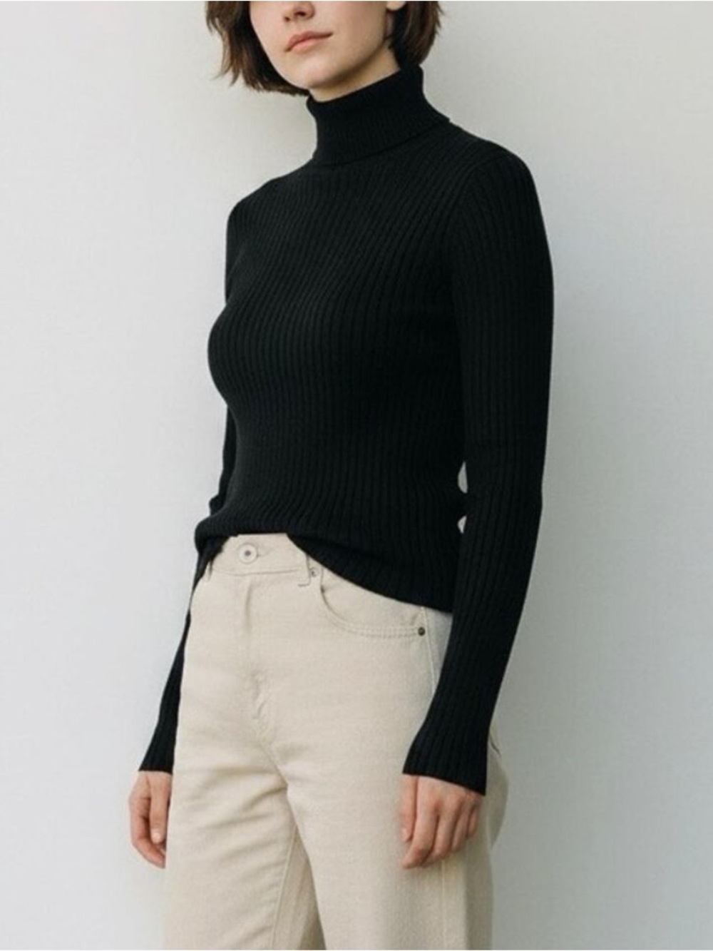 Pomander Place Black Ribbed Turtleneck Sweater